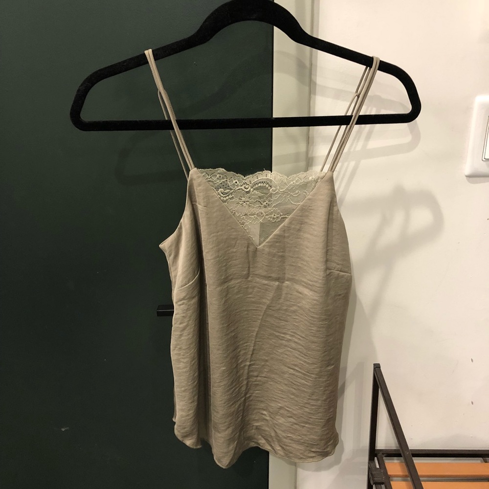 H&M Olive Green Satin Lace Tank. Size US2